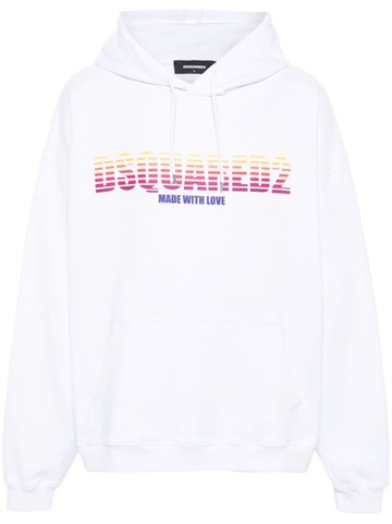 Dsquared2 - logo-print cotton hoodie - men - Cotton - XXL - White