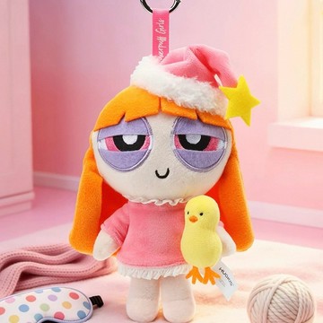 POWERPUFF GIRLS 飛天小女警 早安款 起床氣 吊飾 搞怪 花花 泡泡 毛毛