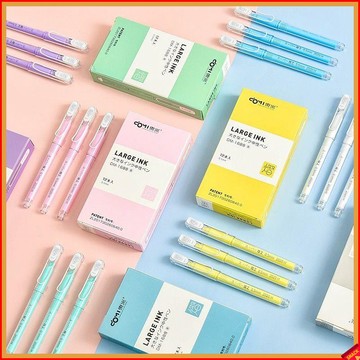 🍭中性筆 原子筆 東米1688新款馬卡龍色系0.5針管頭黑色筆學生辦公拔帽簽字中性筆