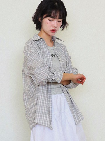 Semi Overfit Check Shirt [Gray]