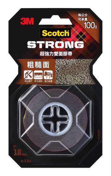 【文具通】3M Scotch 凹凸面粗糙面專用強力雙面泡棉膠帶 V1803N 18mm x 1.5m E1030777