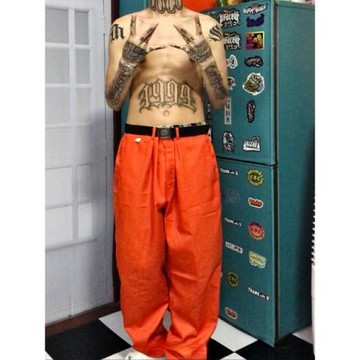 Chicano奇卡諾hiphop工裝褲西海岸匪幫嘻哈街舞Bboy滑板直筒長褲