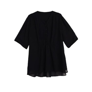 九月墨陌設計感氣質寬松顯瘦收腰V領襯衫女2025夏季百搭法式襯衣