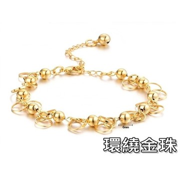 《316小舖》【KN25】(奈米電鍍18K金手鍊-環繞金珠-鍊寬6mm手鏈 /真金18K金手鐲流行韓版金飾/金手鍊)