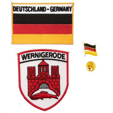 服裝補丁飾品背膠補丁貼 三件組德國薩克森地標＋國旗刺繡+ 國旗別針 繡片貼 燙布 徽章 裝飾貼刺繡燙布貼 刺繡 徽章 刺繡