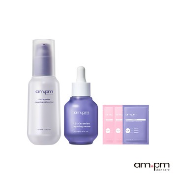 【ampm牛爾】10%神經醯胺精華30ml+5%神經醯胺輕盈乳100ml+贈神經醯胺面膜1片+熊果素面膜2入(保濕)