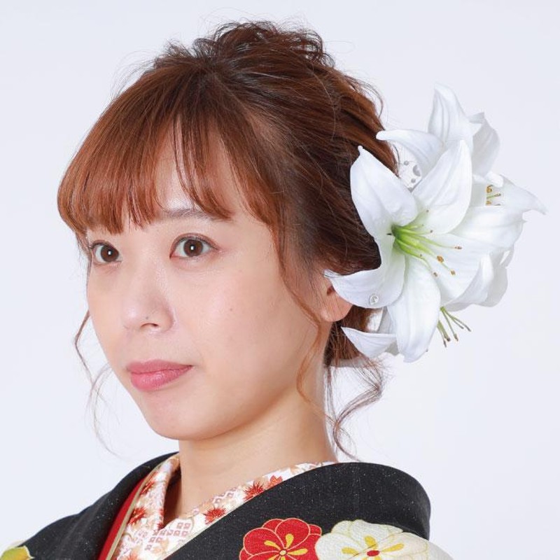 髪飾り 大きい ユリ 花飾り ゆり 百合 ヘアアクセサリー 花嫁