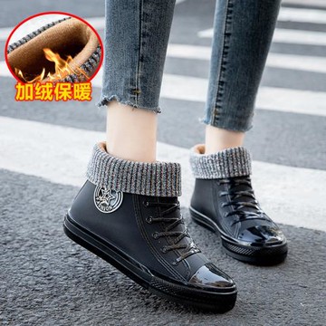 加絨保暖雨鞋女時尚款外穿工作鞋短筒防水防滑耐磨雨靴女水鞋膠鞋