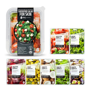 韓國FARMSKIN超級食物沙拉盒番茄面膜組/ 潔淨活力肌/ 七片裝