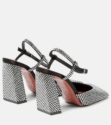 Amina Muaddi Charlotte 95 embellished satin pumps