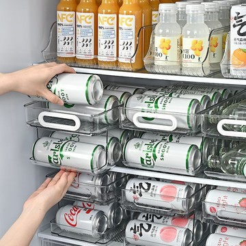 【收納神器 小巧體積】雙層飲料架 啤酒架 罐裝飲料架 冰箱收納盒 冰箱隔層架 廚房收納架 冰箱飲料收納架 飲料架 冰箱架