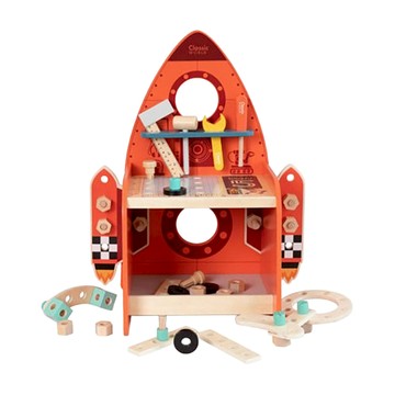 Classic WORLD 客來喜 經典木玩 火箭工具台 50574  混和顏色  1組