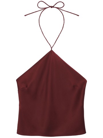 ANINE BING - Leanne silk halterneck top - women - Silk - M - Brown