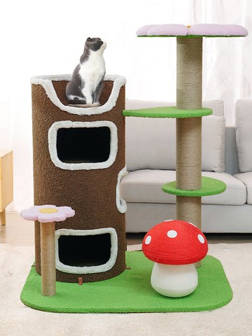 大型貓爬架貓窩貓樹一體抓柱花朵貓趴架多貓共享豪華別墅貓咪玩具