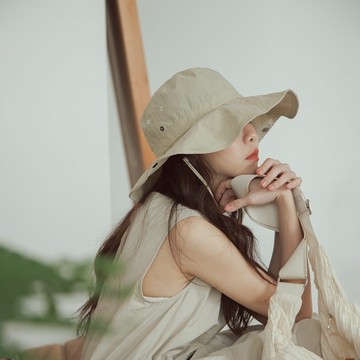 QUEENSHOP_ S 女裝 正韓 車線造型抽繩設計漁夫帽 三色售 現+預 【07020916】