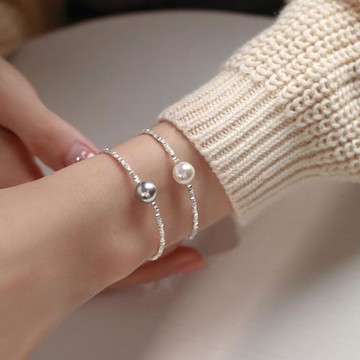 S925純銀碎銀子珍珠手鏈女生2025年新款輕奢小眾精致手串春夏手飾