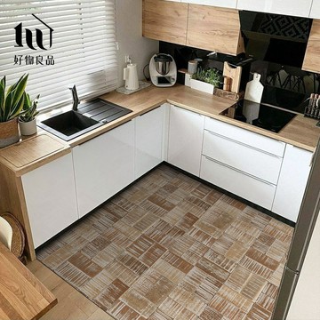 【好物良品】《質木原粹》自由剪裁PVC仿皮革廚房防水防滑地墊｜可訂製尺寸請聯繫LINE客服@haowu