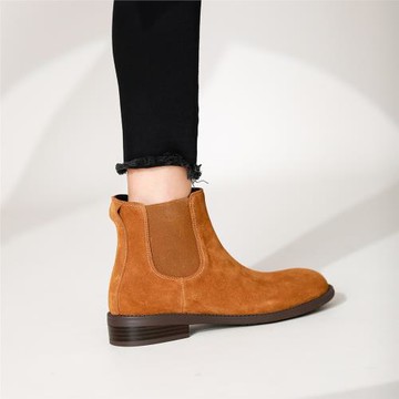 切爾西靴女款2023新款網紅爆款平底百搭牛翻皮馬丁靴洋氣小短靴子