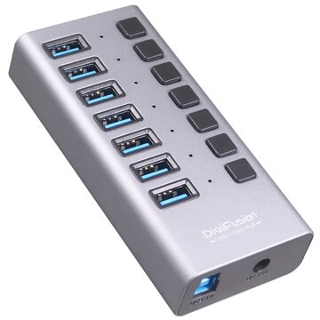 (現貨)DigiFusion伽利略  PEC-HC707 USB3.1 Gen1 鋁合金7埠HUB 集線器 獨立開關