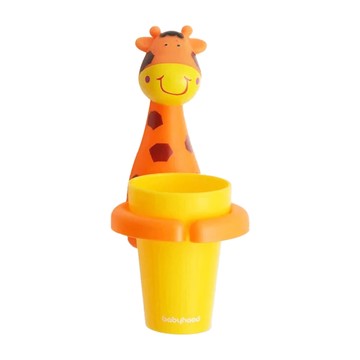 babyhood 世紀宝贝 兒童卡通牙杯架 PP+PVC塑料 強力吸盤  長頸鹿 黃色 + 橘色  1個
