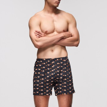 DADADO-福事滿滿 4L印花四角男內褲(灰) 天然絲光棉-吸濕排汗-GHQ404GY