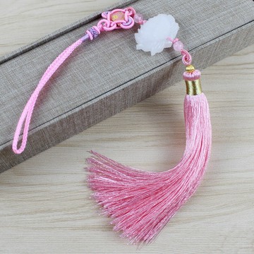 高檔白玉蓮花流蘇穗子中國風扇子漢服旗袍古風手工配件車掛禮品穗