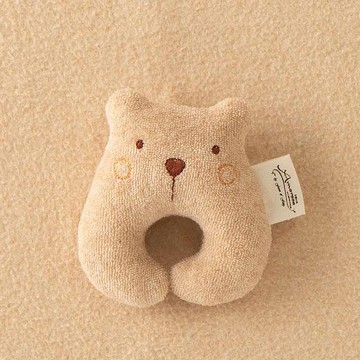 【日本Amorosa Mamma有機棉】嬰兒搖鈴/玩偶(咖啡熊)