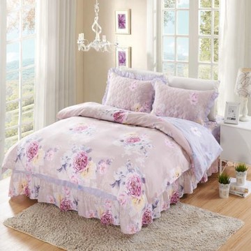 純棉床裙四件套被套全棉加棉夾棉床罩床套加厚床單1.5米1.8米1.2m