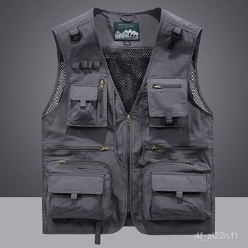 釣魚背心 新款馬甲男戶外坎肩中老年登山攝影寬鬆背心夏款速幹休閒工裝外套工作背心 男生背心外套 戰術背心 多口袋背心戶外攝