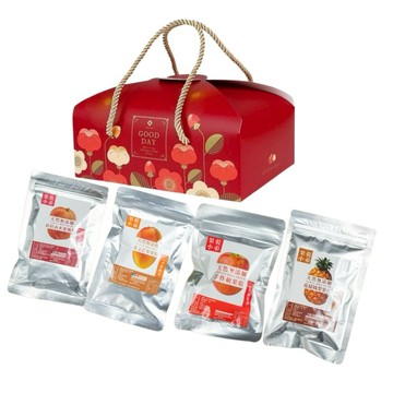 現貨💥【果乾小弟】平安旺來果乾禮盒-手切蘋果乾1+花漾鳳梨乾1+大湖草莓乾1+愛文芒果乾1共4入|低熱量|台灣水果|辦公室零食|年節禮盒|伴手禮|送禮推薦|生日禮物