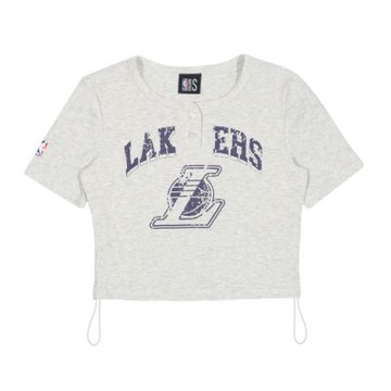 NBA 女款 短版 下擺抽繩 印花 短袖上衣 湖人隊 3522100311