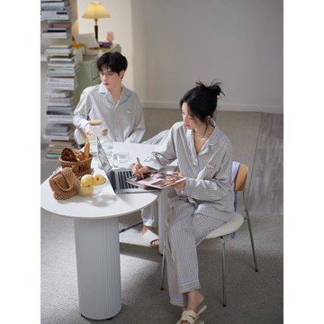 思莉太太情侶睡衣秋季純棉長袖女款大碼高級感春秋男士家居服套裝
