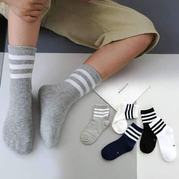 【優貝選】學院風簡約 舒適學生童襪5入套組