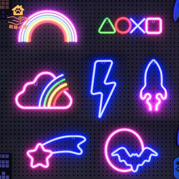 洞洞板氛圍燈電競房裝飾LED霓虹燈網紅造型墻面創意布置掛鉤配件[DD280208]