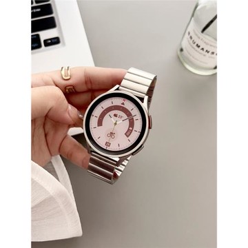 適用三星Galaxy watch 5p/5pro一株卡扣不銹鋼金屬表帶gear s2智能手表鏈active1/2男女運動6/4 classic腕帶