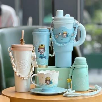 星巴克杯子2026泡泡瑪特Molly聯名軟雪星夢可愛玻璃杯陶瓷隨行保溫杯