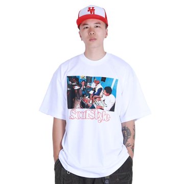 SOULSTYLE原創夏季嘻哈街舞涂鴉美式hiphop照片印花圓領短袖T恤