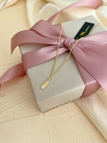 【精緻禮盒】羽毛墜飾對鍊女版 18KGF－伊卡洛斯 #簡約氣質復古