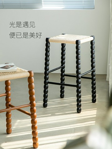 免運公司貨 開立發票 吧台椅 ins中古實木高腳吧椅北歐簡約設計師創意酒吧椅法式復古吧臺凳子 快速出貨