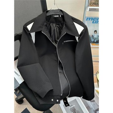 高級感輕奢金屬扣墊肩撞色夾克男女款韓版ins寬松時尚棒球服外套