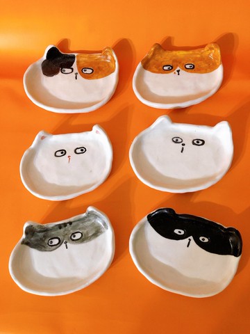 白瓷手作 貓貓盤 飾品碟 小物碟 小點心碟 送禮推薦
