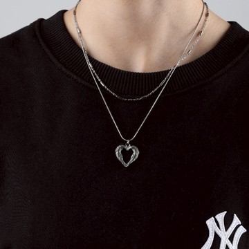 項鍊 白金項鍊 項鍊女 愛心項鍊 日系項鍊 韓國項鍊 小眾設計 雙層疊帶 復古項鍊 吊墜項鍊 鎖骨鏈 生日禮物 226