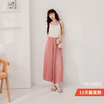 niceioi【特惠】優雅氣質 約會穿搭 透膚百褶 2色 [俏麗透膚壓褶雪紡長褲] 女裝 5E432001