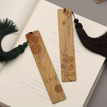 紅木質中國風創意禮物 復古典文藝流蘇綠檀書簽 DIY定制LOGO刻字