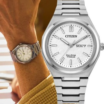 CITIZEN 星辰錶 Zenshin 超級鈦 光動能腕錶 男錶 手錶-AW0130-85A/白色39.5mm