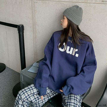 加絨加厚秋冬季休閒韓版衛衣女裝氣質寬鬆圓領內外搭長袖上衣
