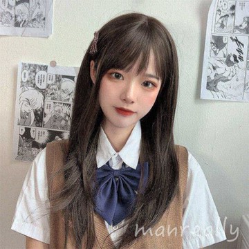 漫真假發女長發長直發日常圓臉lolita網紅風日系顯白jk全頭套