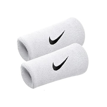 護腕 Swoosh Doublewide Wristbands 白 黑 棉質 吸汗 運動 訓練 護具 NNN0510-1OS