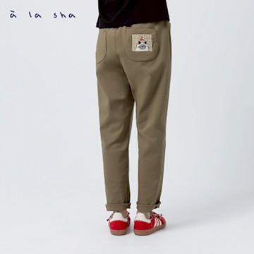 a la sha 貓咪鬆緊筆管長褲