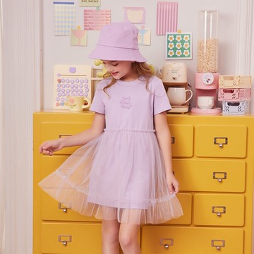 GIORDANO 童裝粉彩網紗連身裙 - 81 蘭花瓣紫